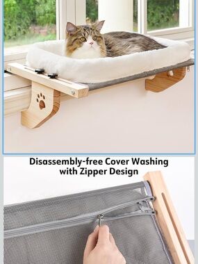 Plush Window Cat Bed Shelf - White Faux Fur